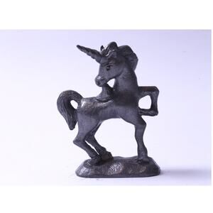 Baby Unicorn, Standing, Looking Back, Little, Miniature, Pewter, Figurine, 3",